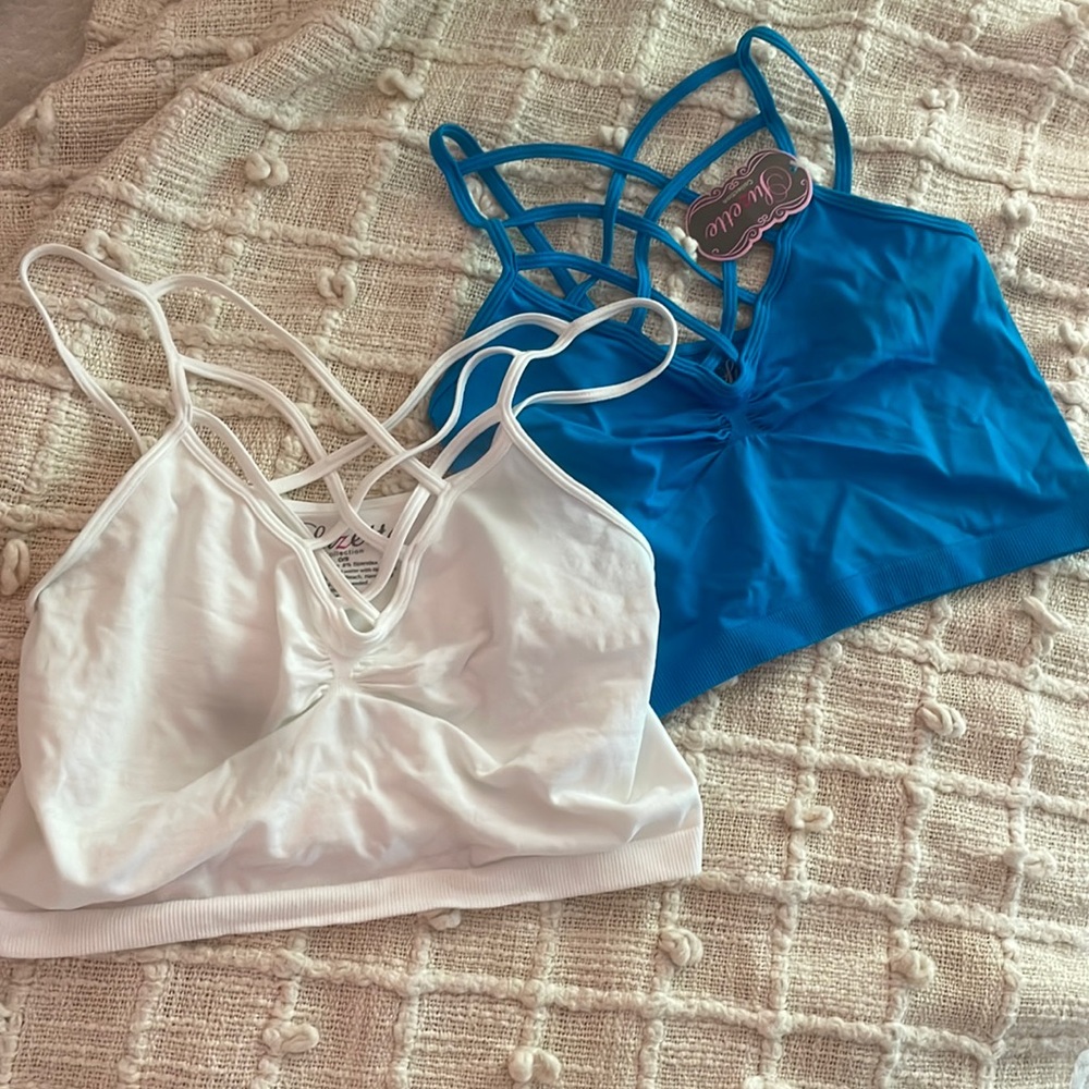 White + Blue Crop Top/Under Shirt